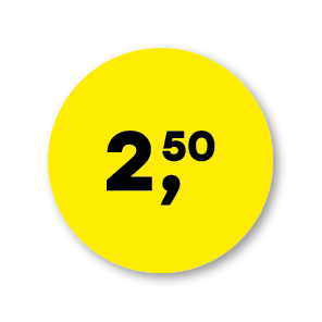 Prijsstickers geel-zwart rond 30mm
