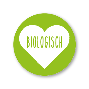 Stickers 'Biologisch' hartje lichtgroen-wit rond 30mm