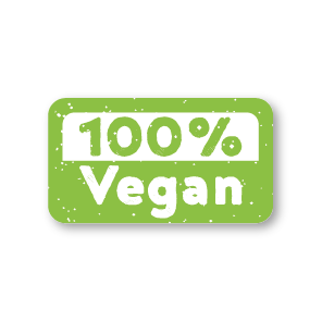 Stickers '100% Vegan' lichtgroen-wit rechthoek 38x21mm