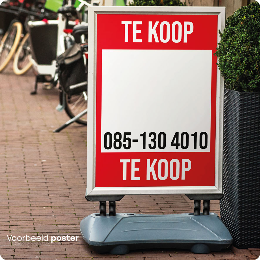 Gronden Kelder rook Te Koop poster, rood, met eigen tel. nr. | Kortingsticker.nl