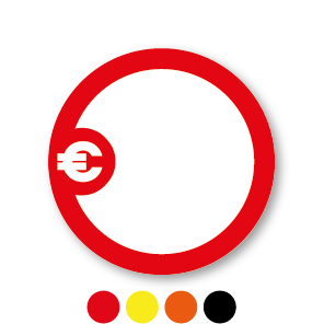 Beschrijfbare stickers 'Euroteken' rond 30mm