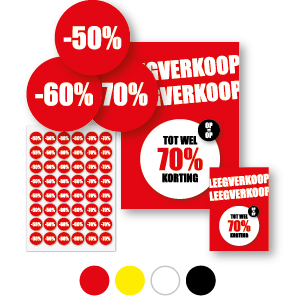 Leegverkoop poster, Kortingsstickers